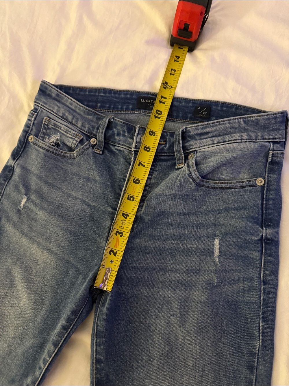 Lucky Brand Dark Blue Skinny Jeans with Distressed Ankles - Picture 5 of 8